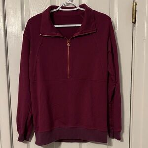 Women’s Burgundy Half-Zip Sweatshirt, Size M, Smoke Free Home